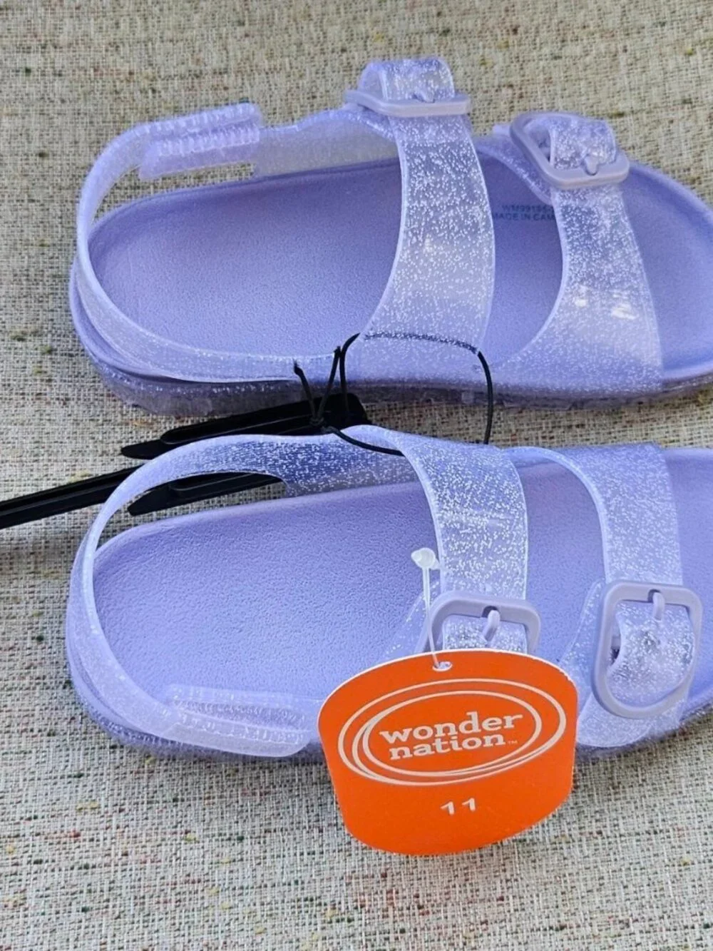 Wonder Nation Kids Slides Sandal Lilac Jelly Plastic Shoes Size 11 kid NWT